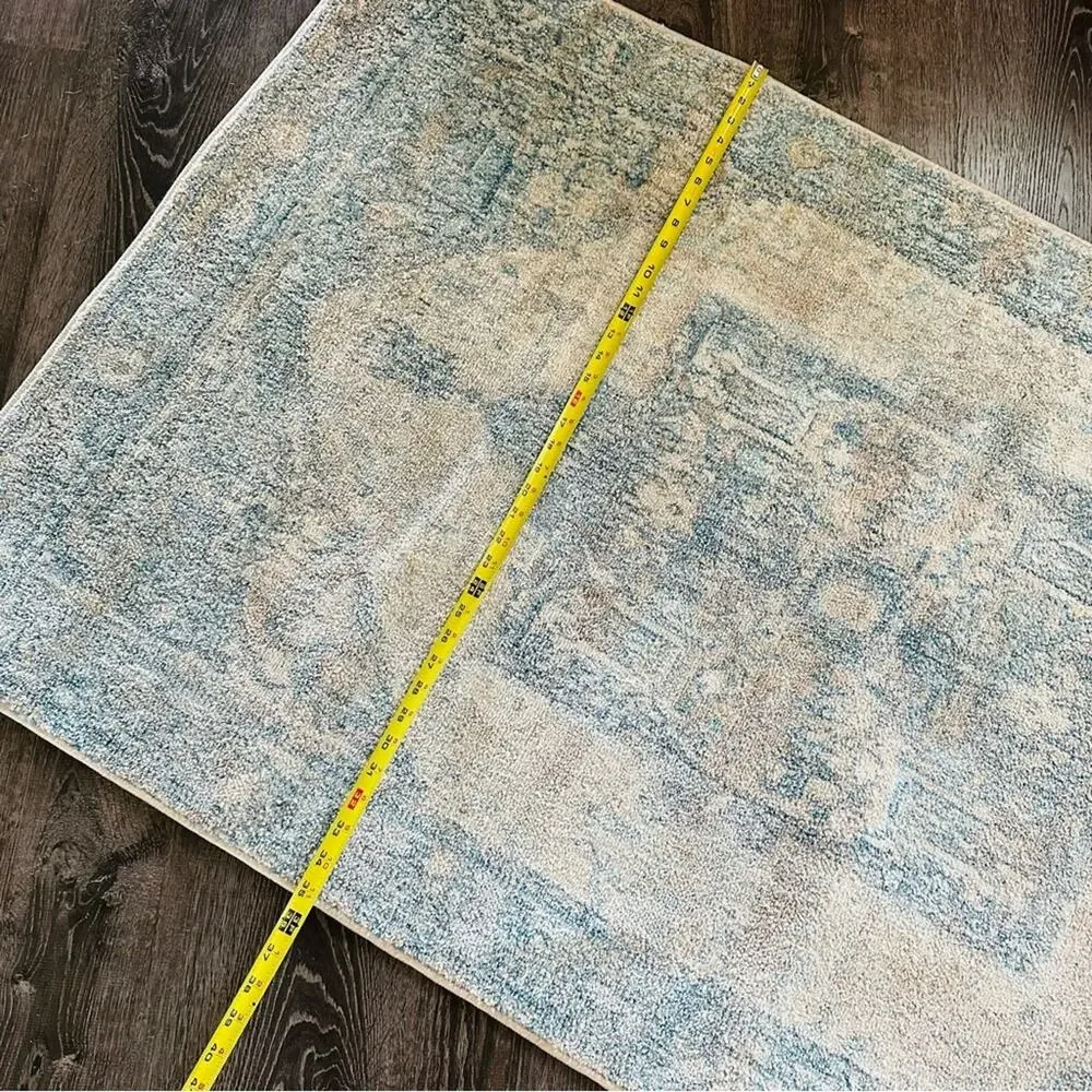 NULOOM Blue White Harriet Vintage Medallion Fringe Area Rug Moroccan Carpet 3x5